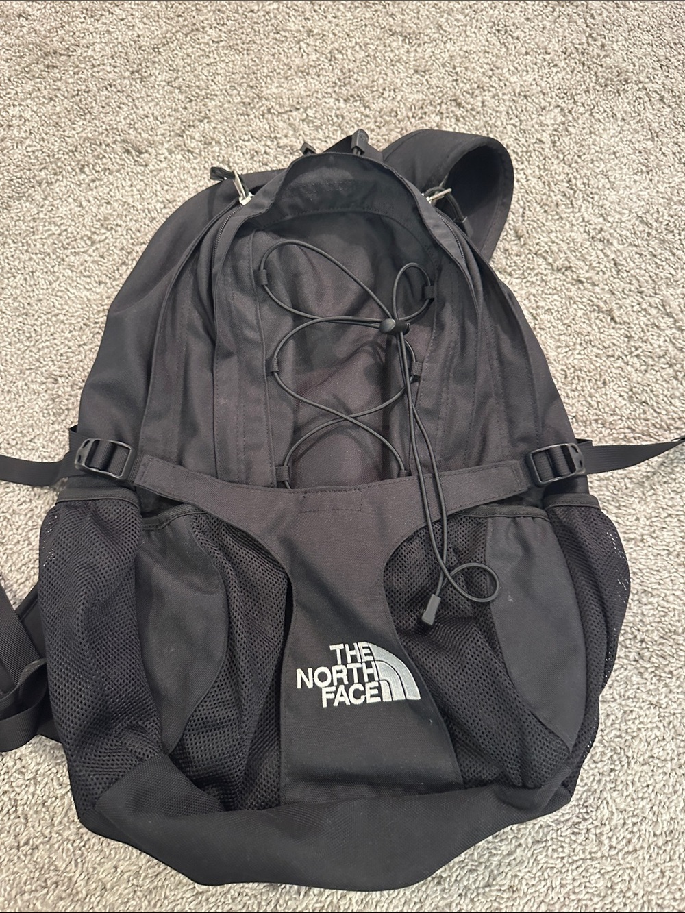 The North Face Black Backpack with Front Bungee Cord